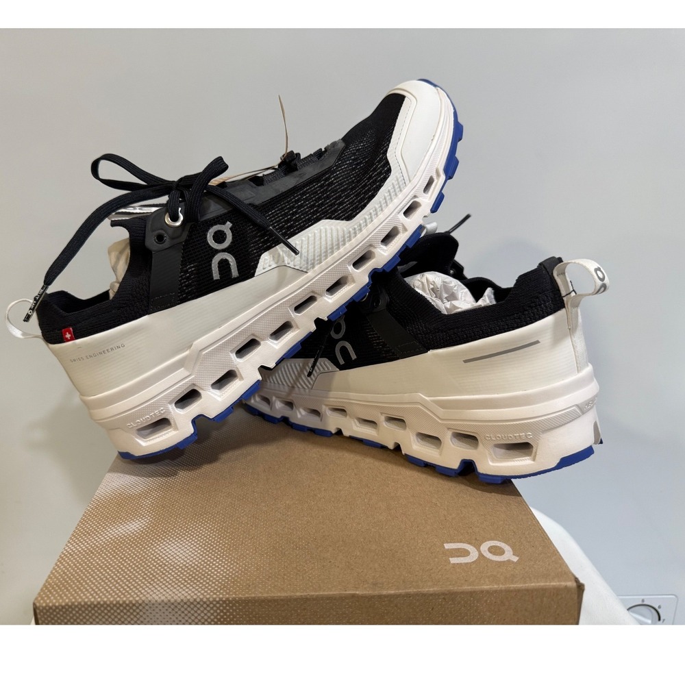 On Cloudultra 2 Mens Trail Running Shoes Black White Blue Size 9 $180